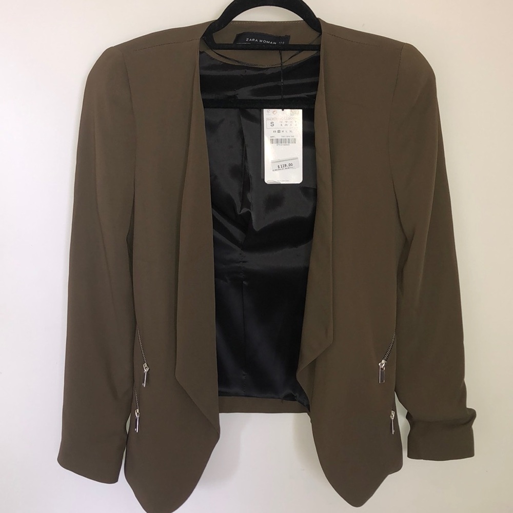 Zara Woman Olive Moto Jacket